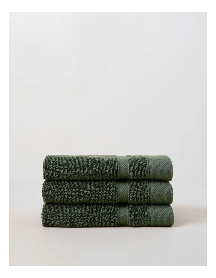 Heritage Luxury Egyptian 3pk Face Washer in Forest Green image 1