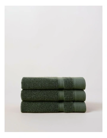 Heritage Luxury Egyptian 3pk Face Washer in Forest Green