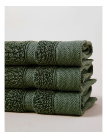Heritage Luxury Egyptian 3pk Face Washer in Forest Green