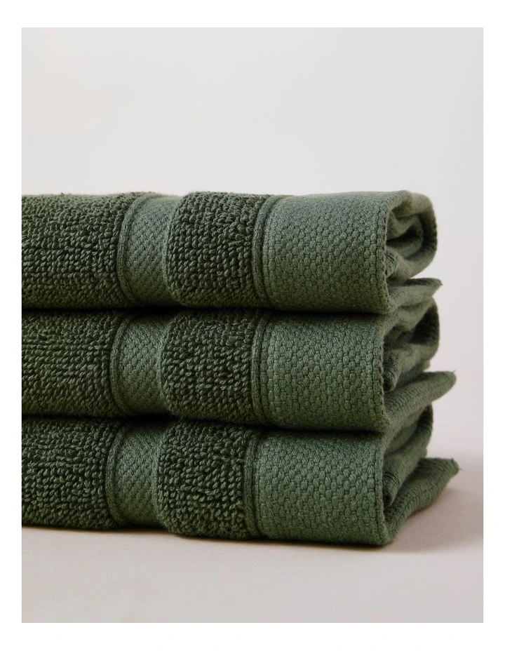 Heritage Luxury Egyptian 3pk Face Washer in Forest Green image 2
