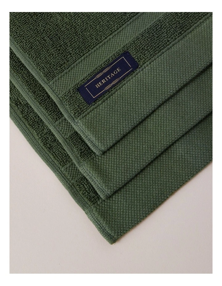 Heritage Luxury Egyptian 3pk Face Washer in Forest Green image 3