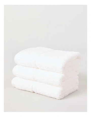 Combed Cotton Rib 3pk Face Washer in White