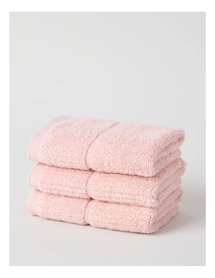 Combed Cotton Ribbed Face Washer Packs in Blush image 1