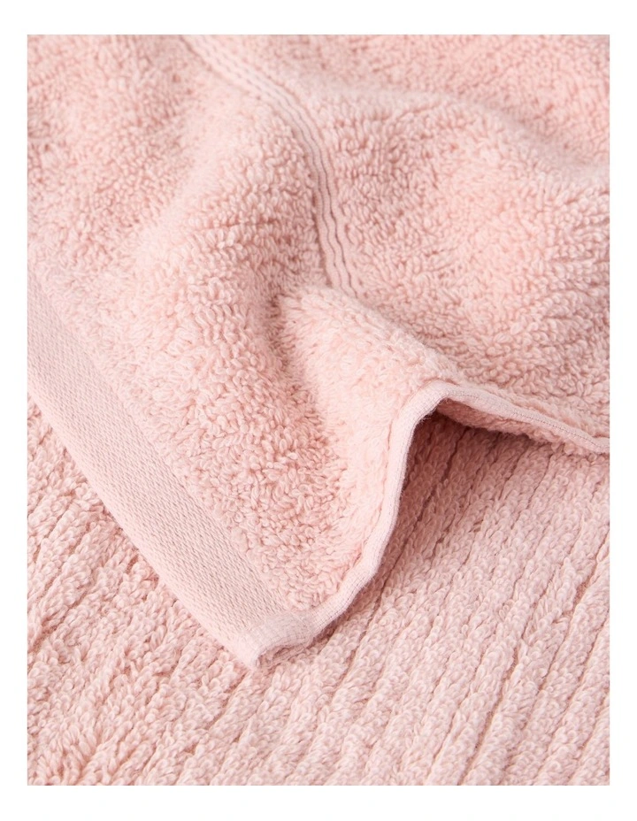 Combed Cotton Ribbed Face Washer Packs in Blush image 2