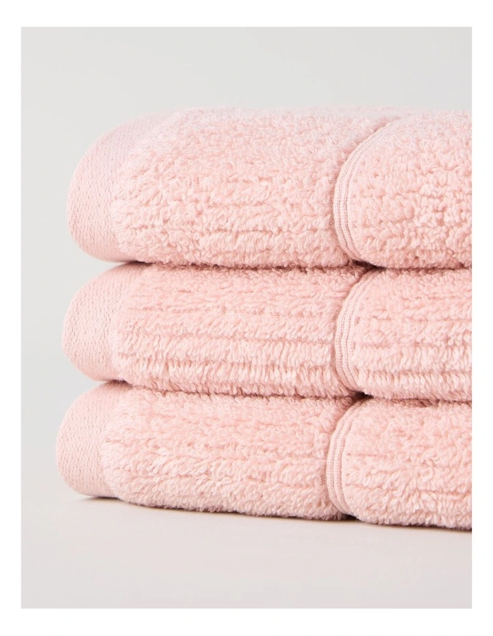 Combed Cotton Ribbed Face Washer Packs in Blush image 3