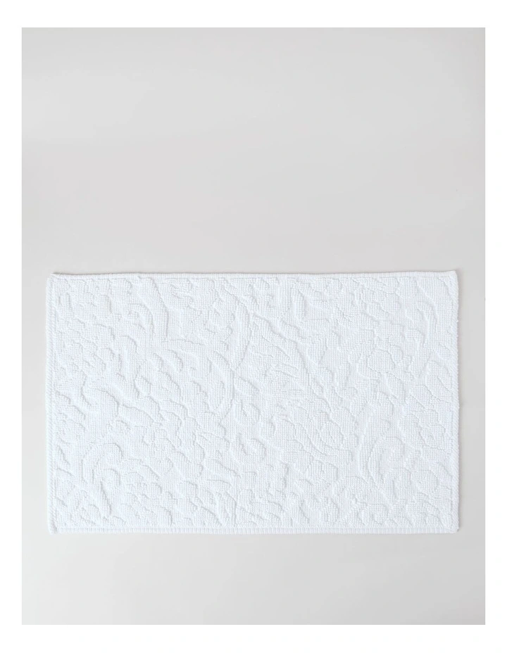 Floral Jacquard Bath Mat in Cream image 2