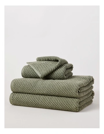 Essentials Diagonal 4pc Towel Packs in Hedge Green