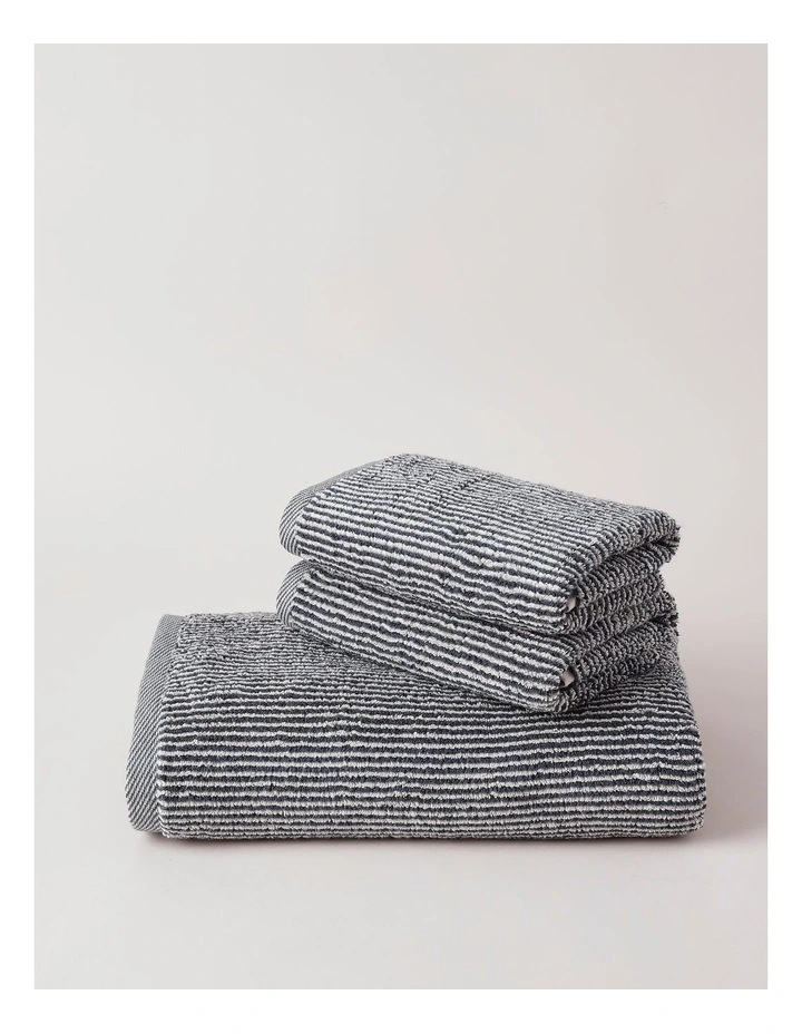 Rustic Stripe Towel Range in Ocean Depths image 1