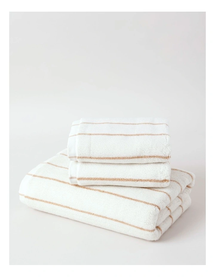 Pinstripe Towel Range in Caramel image 1