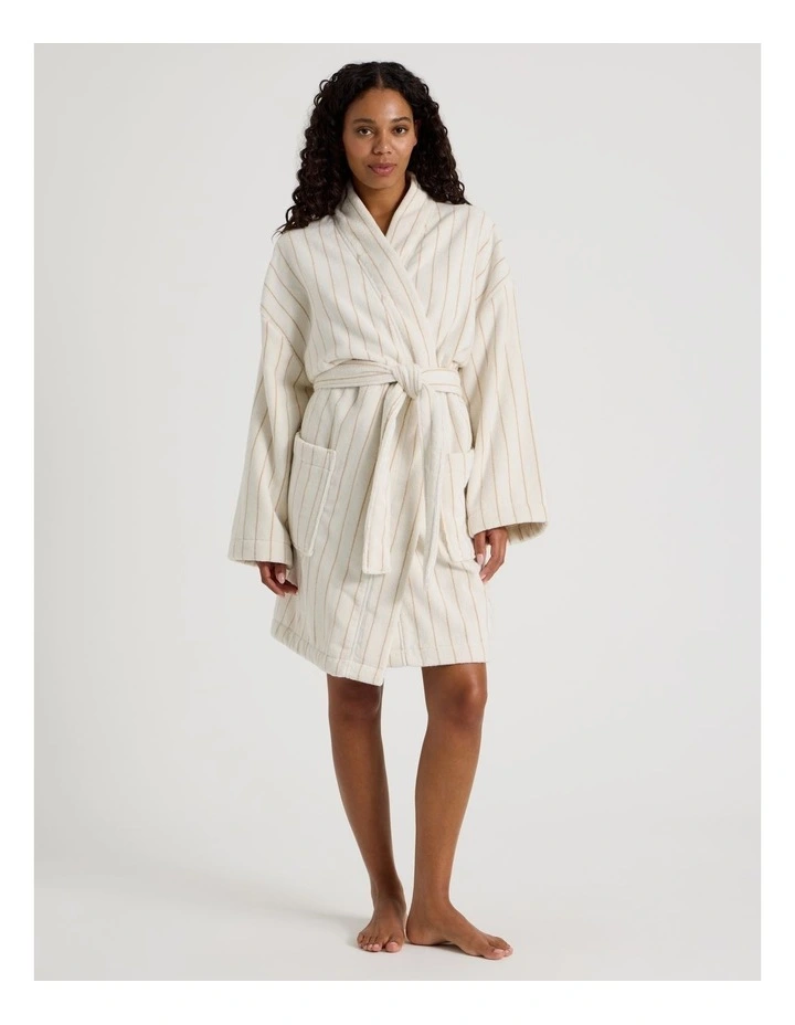 Pinstripe Bath Robe in Caramel image 4