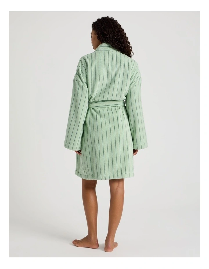 Pinstripe Bath Robe in Forest image 4