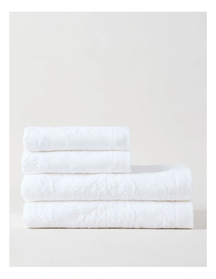 Margot Jacquard Towel Set in White image 1
