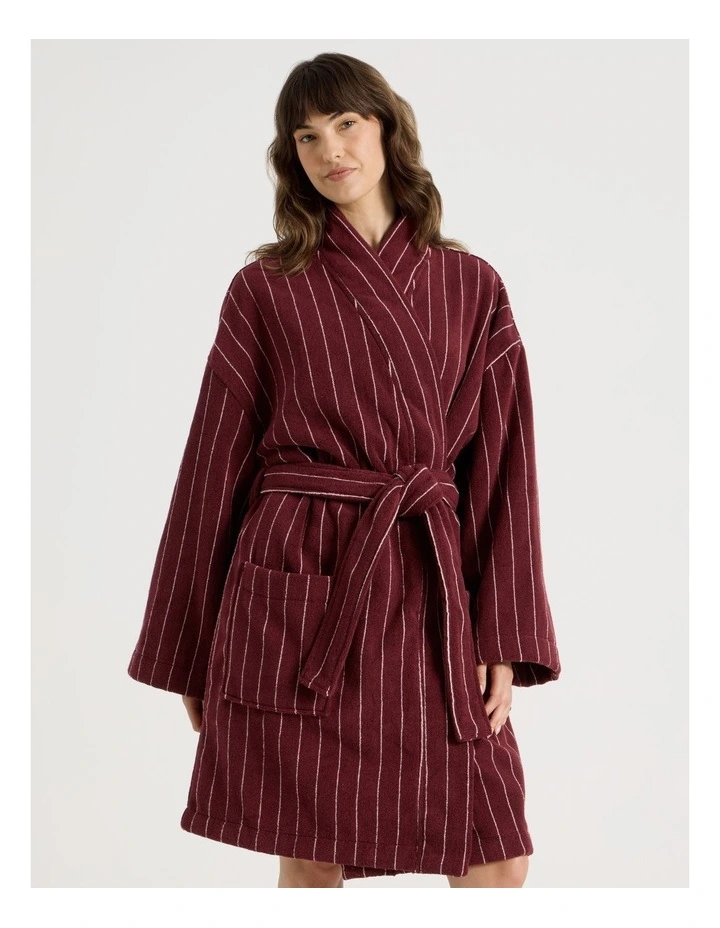 Pinstripe Bath Robe in Red Velvet image 2