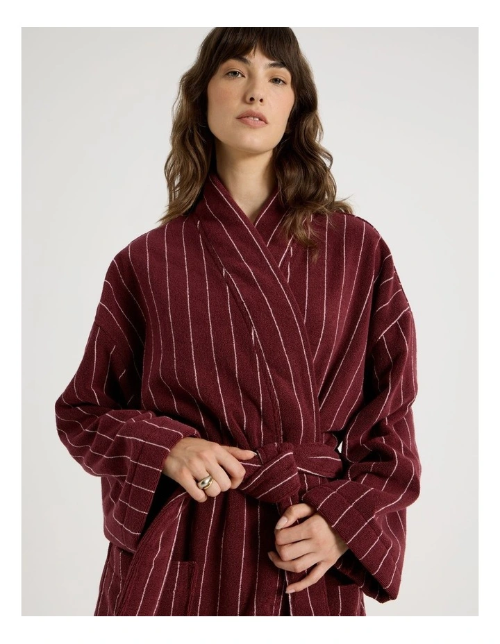 Pinstripe Bath Robe in Red Velvet image 3