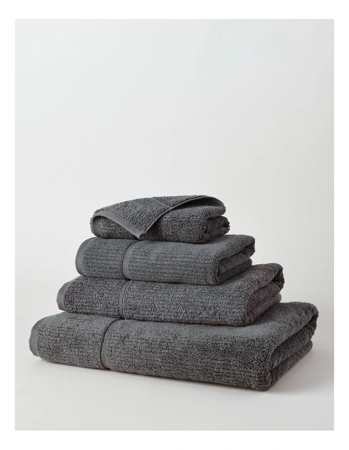 Combed Cotton Ribbed Towel Range in Washed Black image 1