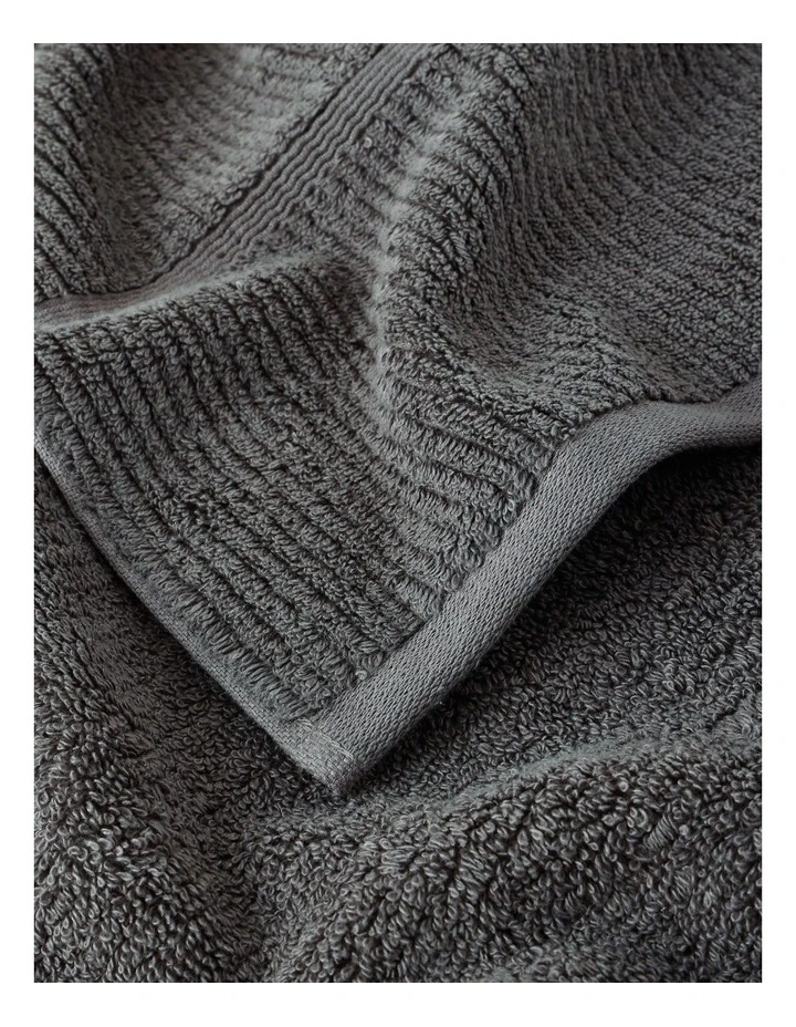 Combed Cotton Ribbed Towel Range in Washed Black image 2