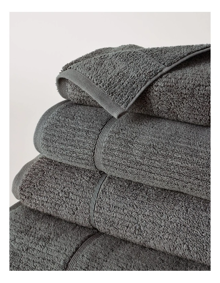 Combed Cotton Ribbed Towel Range in Washed Black image 3