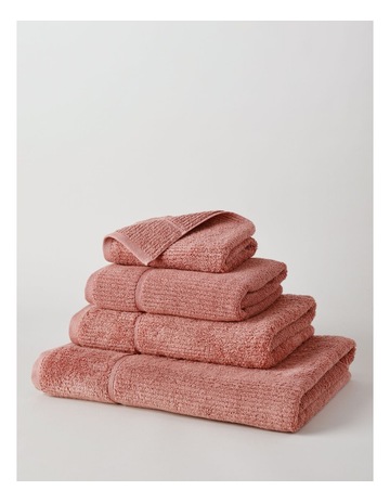 Combed Cotton Ribbed Towel Range in Pink Clay