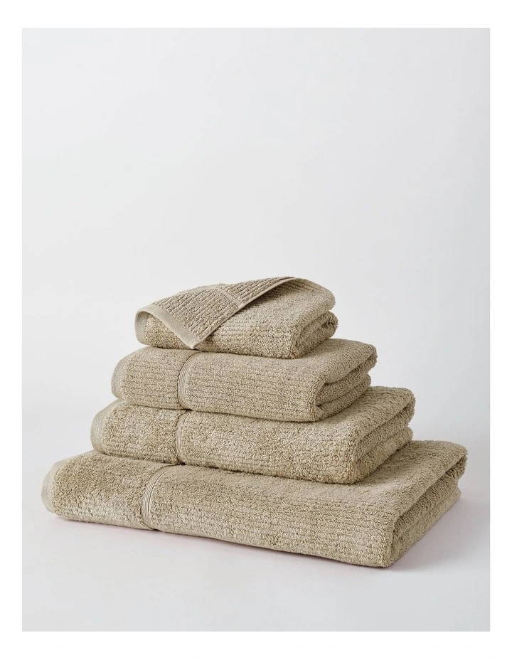 Combed Cotton Ribbed Towel Range in Straw image 1