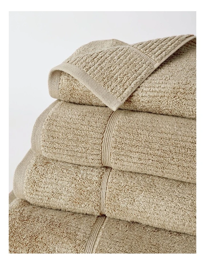 Combed Cotton Ribbed Towel Range in Straw image 3