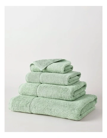 Combed Cotton Ribbed Towel Range in Sage