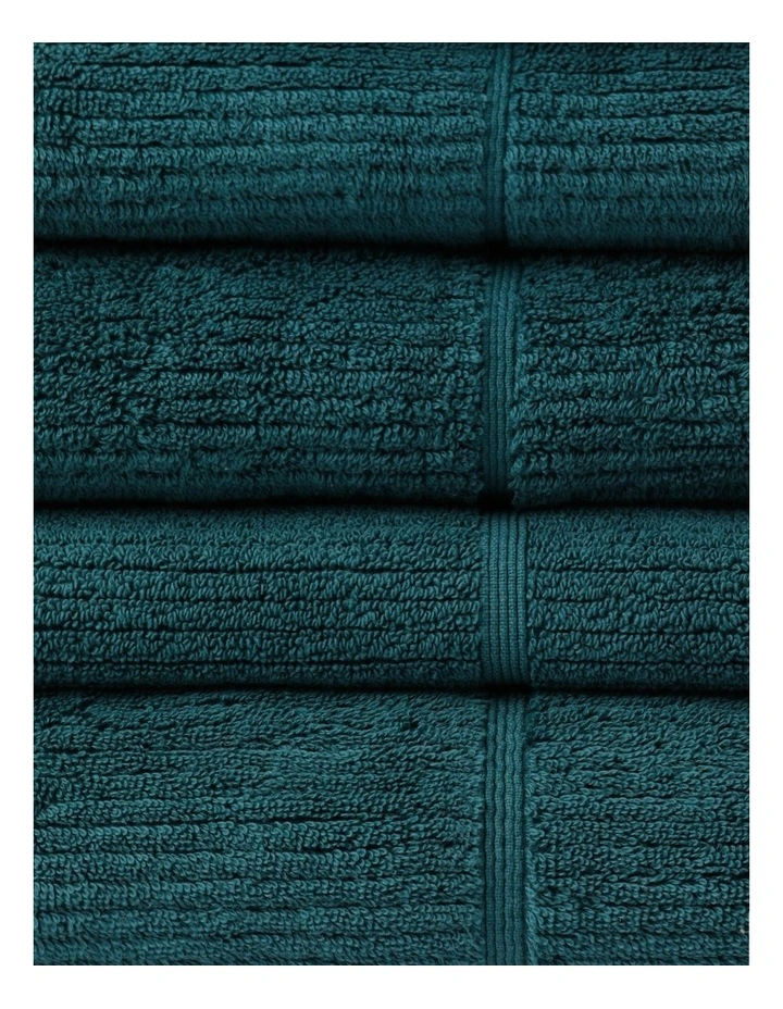 Combed Cotton Ribbed Towel Range in Teal image 2
