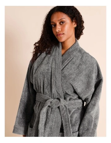 Australian Cotton Bath Robe in Charcoal