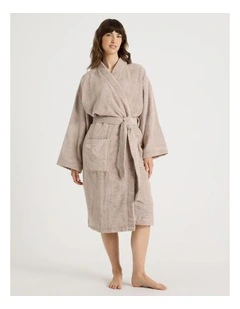 Australian Cotton Bath Robe in Stone