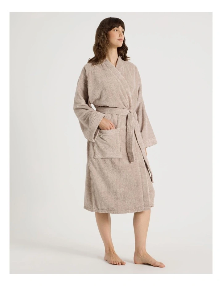 Australian Cotton Bath Robe in Stone image 5