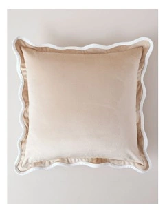 Velvet Scalloped Cushion in Natural