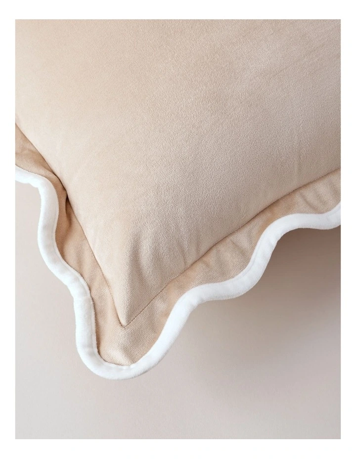 Velvet Scalloped Cushion in Natural image 3