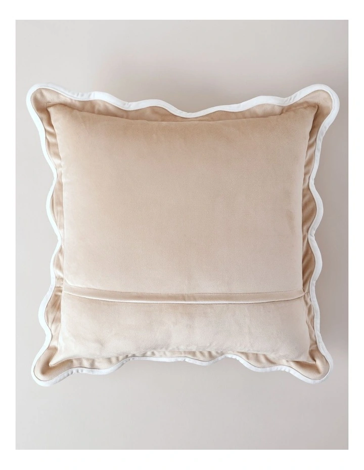 Velvet Scalloped Cushion in Natural image 4