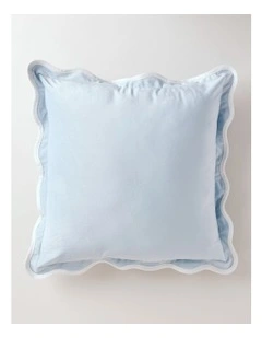 Velvet Scalloped Cushion in Blue