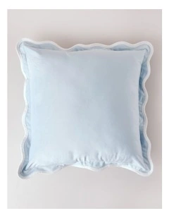 Velvet Scalloped Cushion in Blue