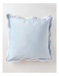 Velvet Scalloped Cushion in Blue
