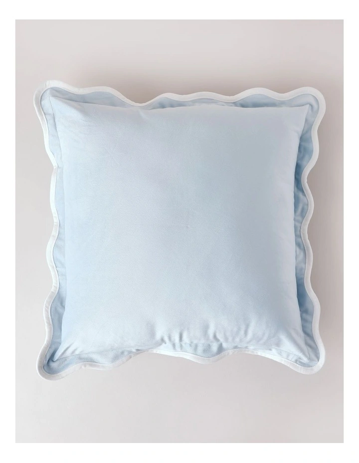 Velvet Scalloped Cushion in Blue image 1