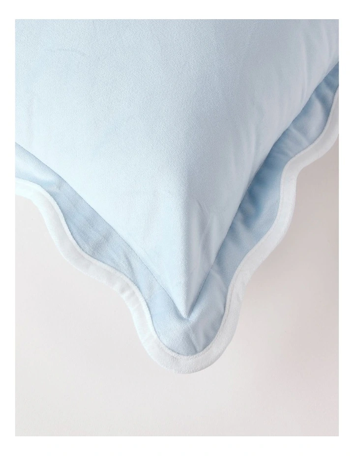 Velvet Scalloped Cushion in Blue image 2