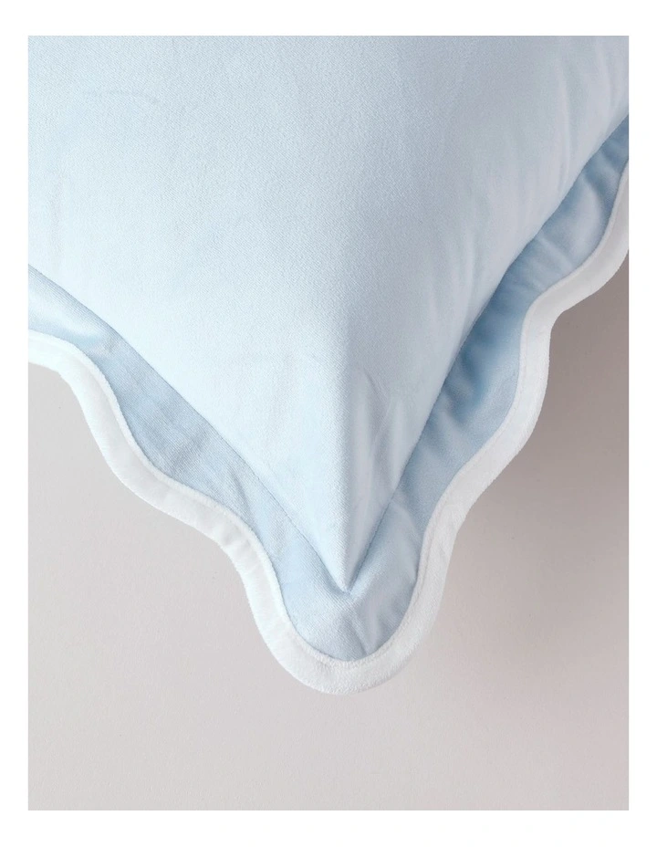 Velvet Scalloped Cushion in Blue image 2