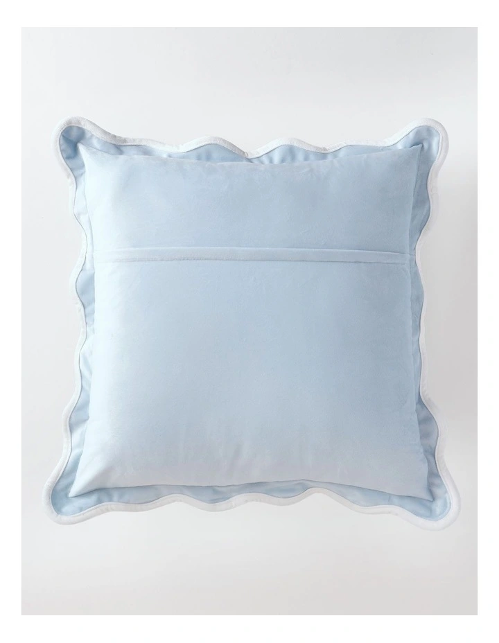 Velvet Scalloped Cushion in Blue image 3
