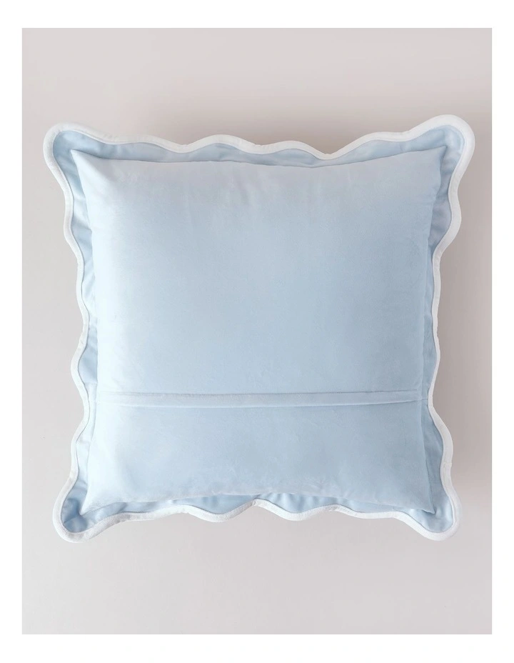 Velvet Scalloped Cushion in Blue image 3
