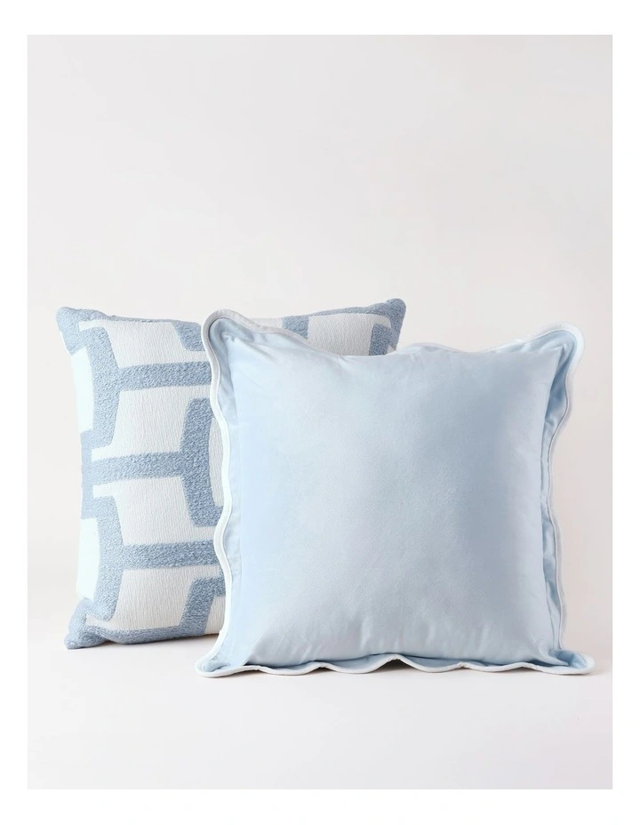Velvet Scalloped Cushion in Blue image 5