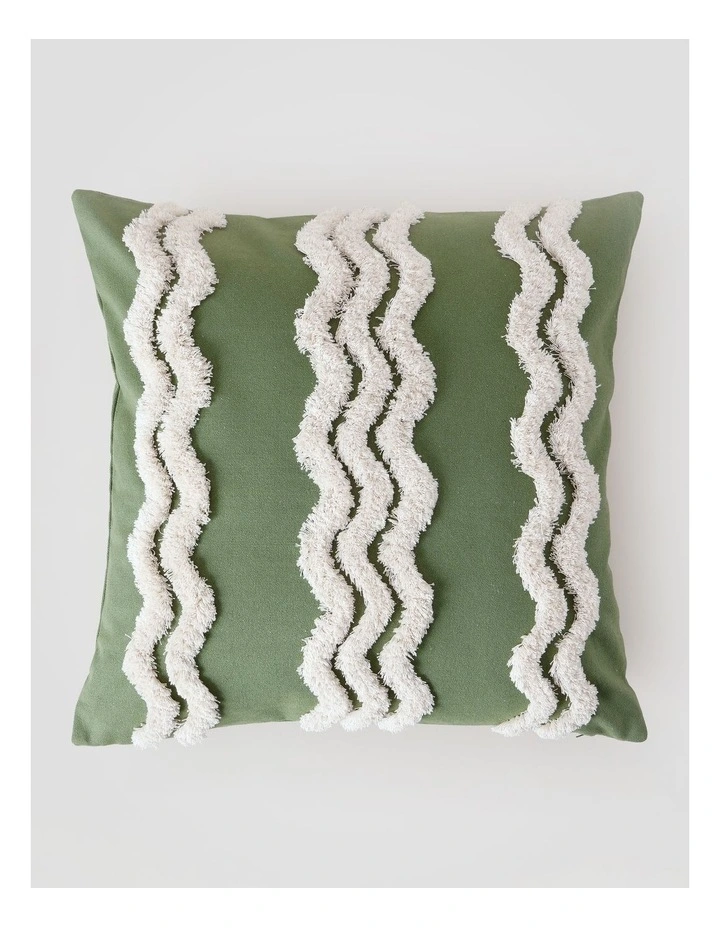Tufted Wiggle Cushion in Dusky Green image 1