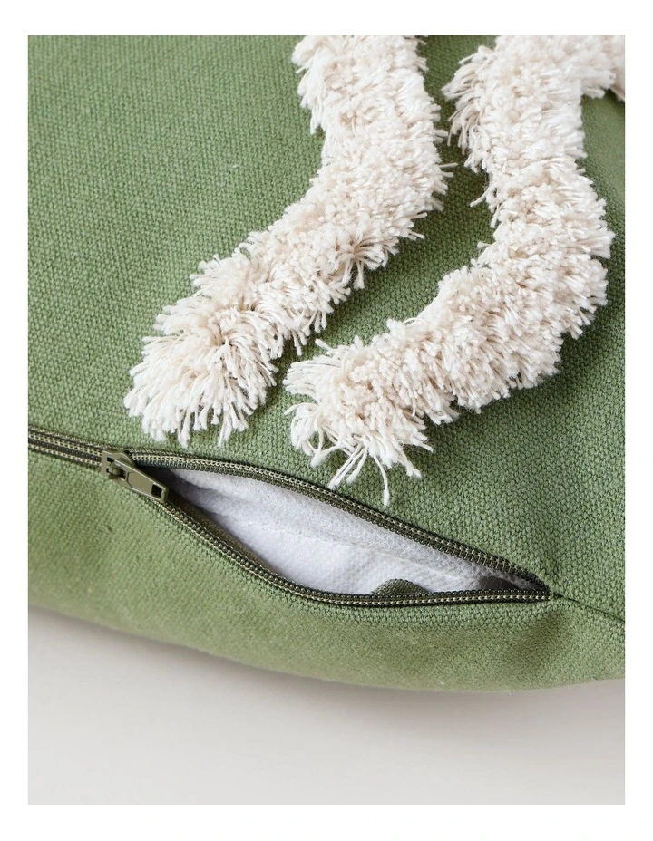 Tufted Wiggle Cushion in Dusky Green image 3