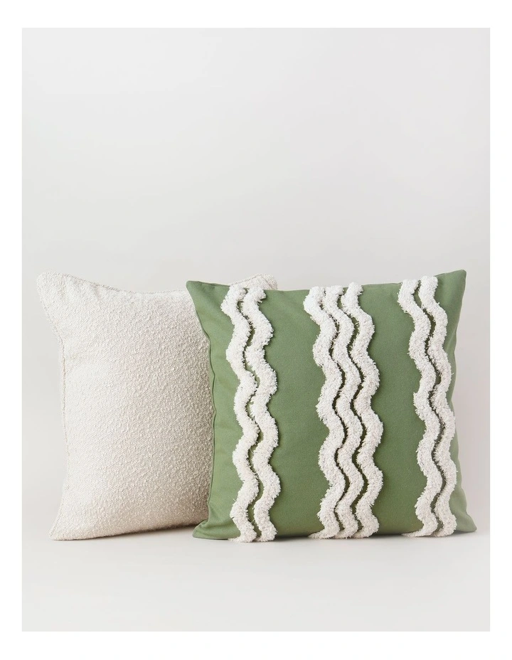 Tufted Wiggle Cushion in Dusky Green image 5