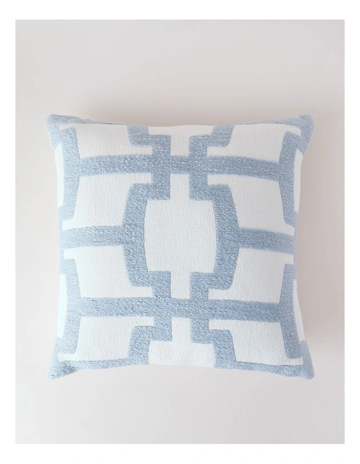 Trellis Textured Cushion 50x50 in Blue image 1