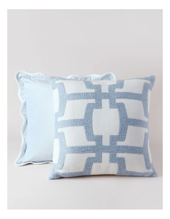 Trellis Textured Cushion 50x50 in Blue image 5