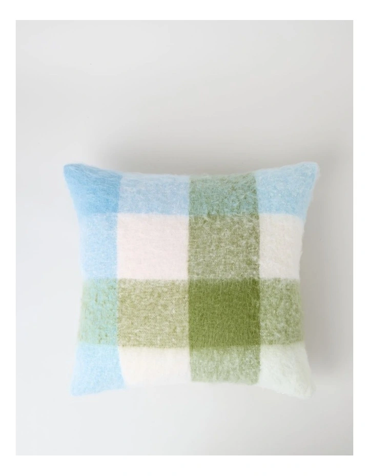 Mohair Check Cushion in Baby Blue image 1