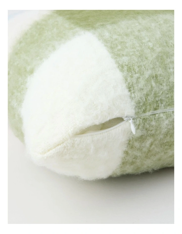 Mohair Check Cushion in Baby Blue image 4