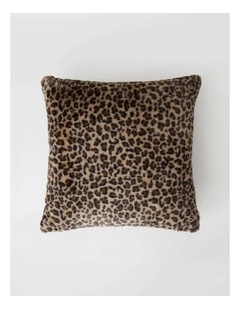 Leo Faux Fur Cushion in Brown