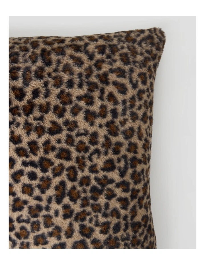 Leo Faux Fur Cushion in Brown image 2